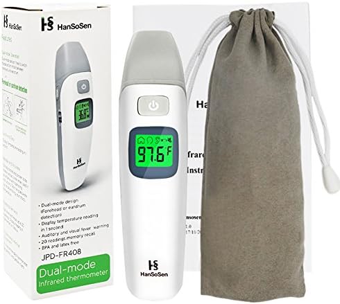 HanSoSen Medical Digital Infrared Forehead and Ear Thermometer Basal for Baby Kids Toddler Children Adults Fever Monitor Temperature Indicator Upgraded Accuracy with Mute Function CE FDA Cleared