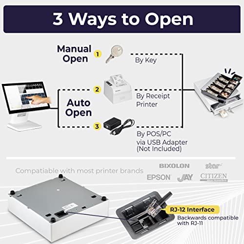 Volcora 13" Cash Register Drawer for Point of Sale (POS) System with