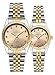 MASTOP Swiss Brand Two Tone Watch Men Women Gold Silver Stainless Steel Waterproof Couple Watches (Gold)