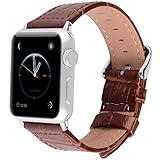 Apple Watch Bands 42mm, Fullmosa Jan Series Bamboo Texture Calf Leather Replacement Band/Strap with Stainless Steel Clasp for Apple iWatch Series 1 & 2 Sport and Edition Versions 2015 2016,Brown
