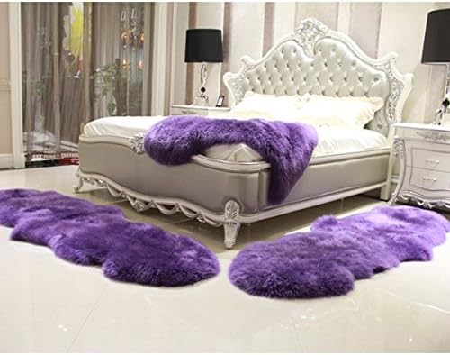 Sheepskin Rug Double Pelt Fur -Genuine Wool; 2ft x 6ft (Purple)