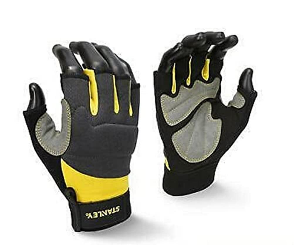 STANLEY Men Sy640l Fingerless performance Glove, Gray/Black/Yellow, L Pack of 2 UK