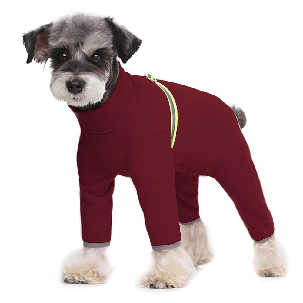 BT Bear Small Dogs Winter Clothes,Dog Winter Warm Coat Soft Fleece with Reflective Zip Dog Onesie Jumpsuit, Puppy Pet Pajamas Costume Apparel (Red, XS)
