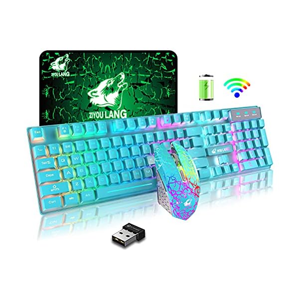 Wireless-Keyboard-Mouse-Combo-Rainbow-Backlit-24G-Rechargeable-Mechanical-Feel-104-Keys-Gaming-Keyboard-2400DPI-6-Buttons-Optical-Rainbow-LED-Gaming-Mouse-Free-Mouse-Pads-Compatible-with-PC Wireless Keyboard Mouse Combo Rainbow Backlit 2.4G Rechargeable Mechanical Feel 104 Keys Gaming Keyboard 2400DPI 6…