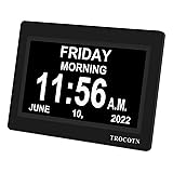 TROCOTN 7 Inches Digital Clock Calendar Clock Large