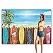 Funnytree 7X5FT Summer Beach Surfboard Photography Backdrop Hawaiian Luau Seaside Palm Background for Vacation Wedding Birthday Baby Shower Party Banner Decor Photo Studio Photobooth Props