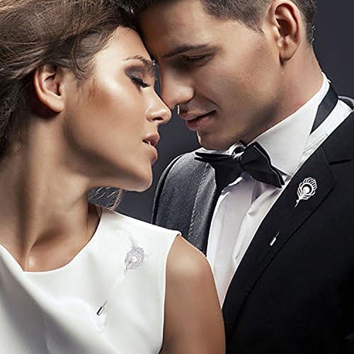 word Micro Pave feather brooch pin Pin-pin high-end men's suit collar corsage pin accessories women girls peacock
