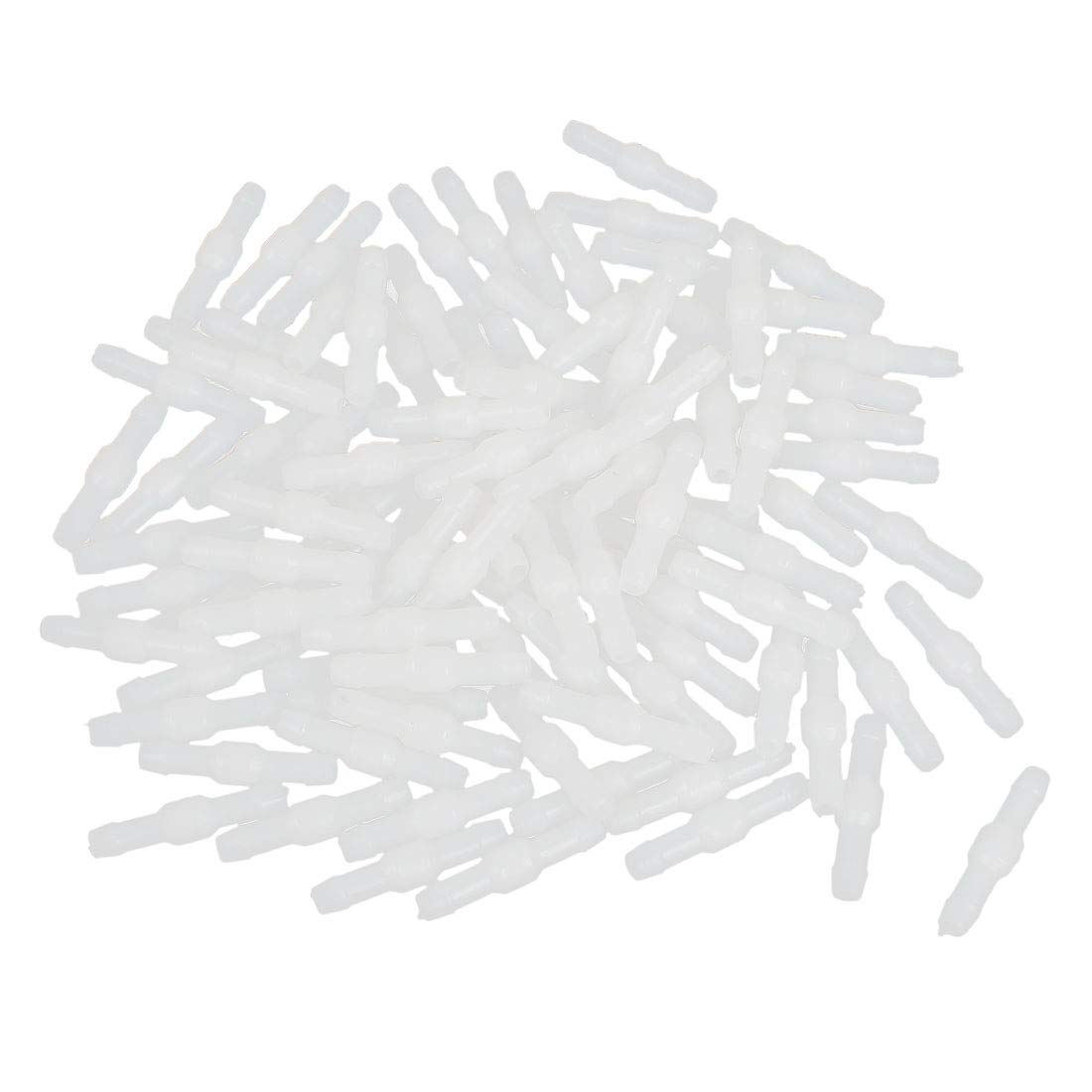 sourcing map Car Garden White 4mm Plastic Tube Pipe Hose Connector Joiner 100 Pcs