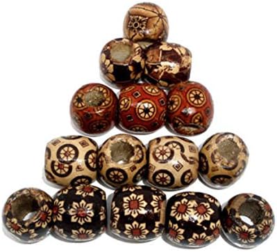 Mixed Painted Drum Wood Spacer Beads 17x16mm, 100 Count Mix