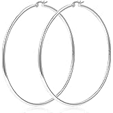 YOUNGYUE 925 Sterling Silver Hoop Earrings for Women Hypoallergenic Oversize 14K Gold Hoops Earrings for Women Thin Gold Plated Hoop earrings Lightweight Large Silver Hoop Earrings 20/30/40/50/60/70mm