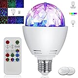 Disco Light Bulb,UPBASICN 3W E27 Disco Lamp LED RGB 7 Color Party Bulb Stage Light -Rotating Sound Activated Strobe Light with Remote Control for Parties,Birthday, Bar Karaoke Club