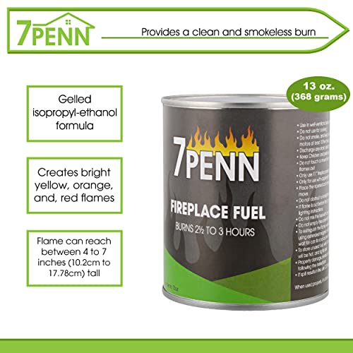 7Penn Gel Fireplace Fuel Cans, 13oz 12 Pack Fire Pit Gel Fuel Cans