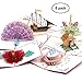 Pop Up Card, 5 Pack 3D Greetings Card,Happy New Year Birthday Anniversaries Card for Family,Friend,Kids, Mother，Thank You Handmade Appreciation Gifts (5 Pack Flower card)
