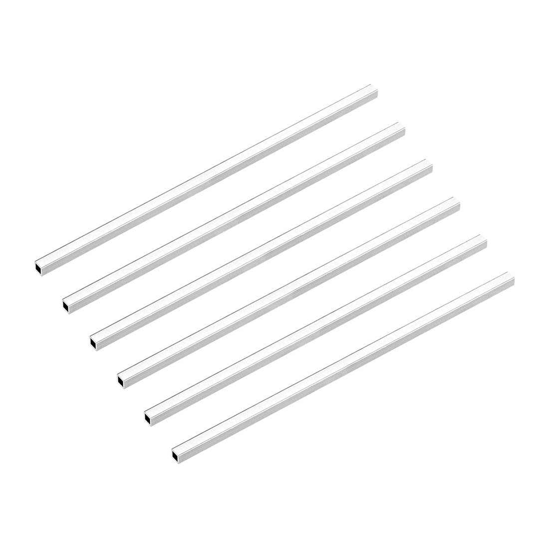 sourcing map 6063 Aluminum Square Tube, 6mmx6mmx1mm Wall Thickness 200mm Length Seamless Straight Pipe Tubing 6 Pcs