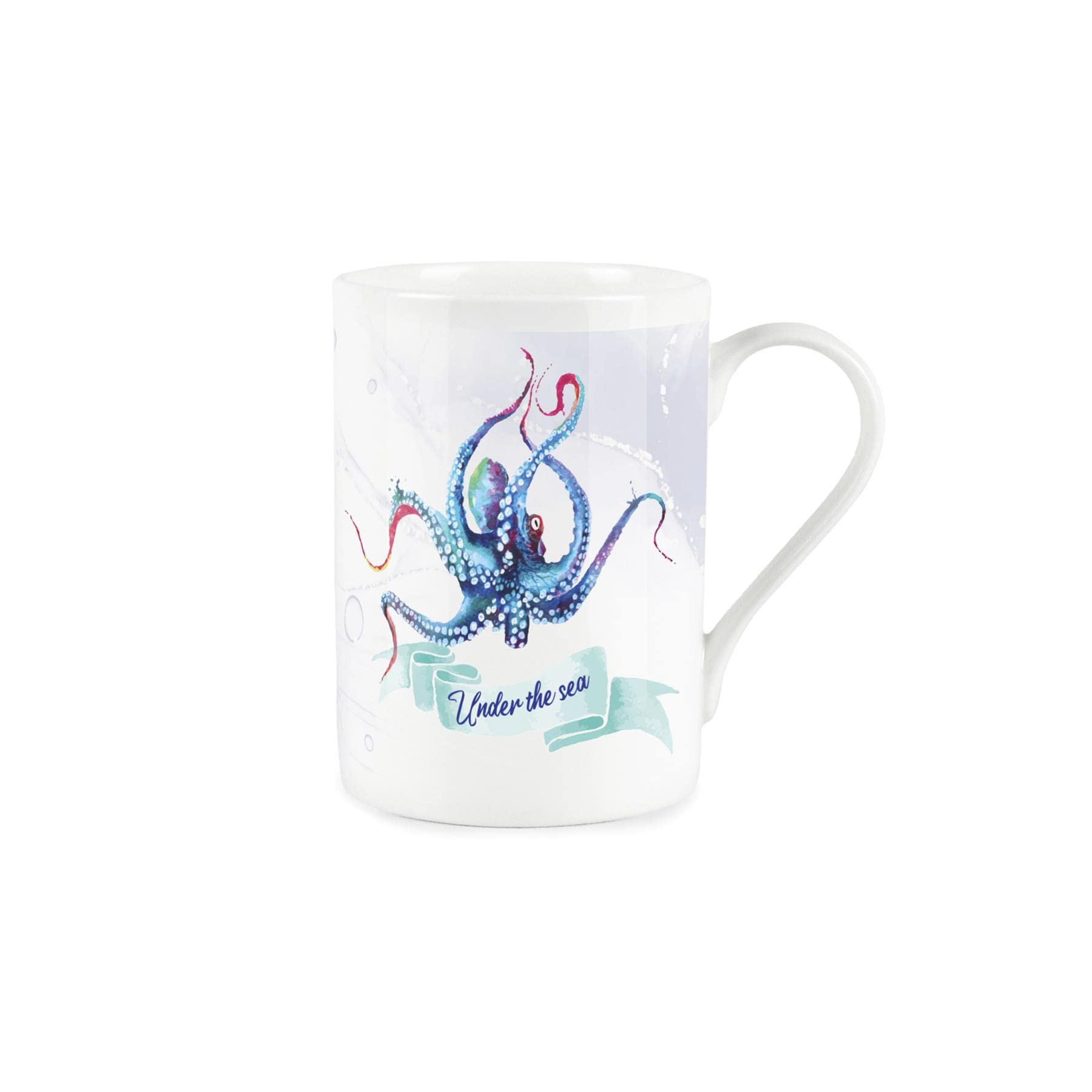 Purely Home Under The Sea Octopus Mug - Bone China Style White Mug Coffee/Tea Present Gift