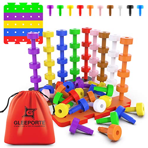 Stacking Peg Board Set Toy (2 Boards 10 Colors, Basic Pack) Pricepulse
