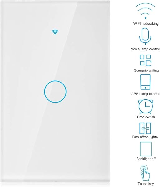 Smart Home Gerte WiFi Schalter wasserdichtes LED Hintergrundbeleuchtungsdesign Remote OnOff fr Alexa fr IOS fr Googlewhite U S regulations
