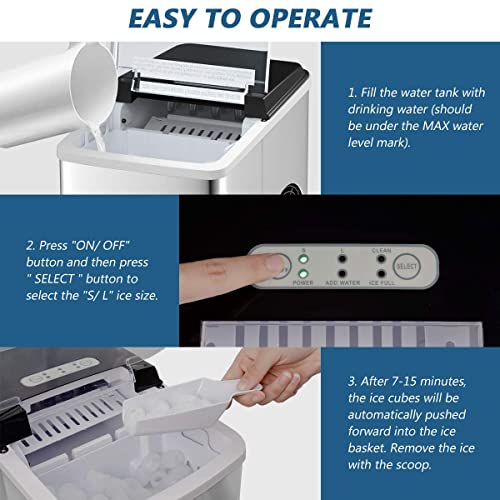 COSTWAY Countertop Ice Maker, Selfcleaning Function, Ice Cubes Ready