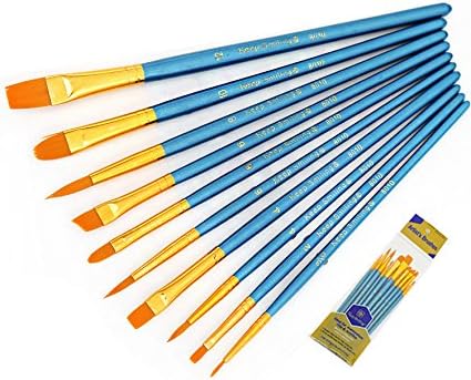 10Pcs/Set Kids Student Watercolor Gouache Painting Pen Nylon Hair Wooden Handle Paint Brush Set Drawing Art Supplies