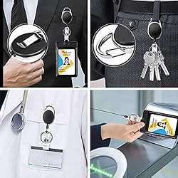 Teskyer Badge Reel, 2 Pack Retractable Badge