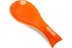 Hasense Spoon Rest for Stove Top, Cooking Spoon Holder for Kitchen Counter, Porcelain Utensil Rest for Spatula, Ladle and Tong, Modern Classic Kitchen Coffee Bar Decor, Orange