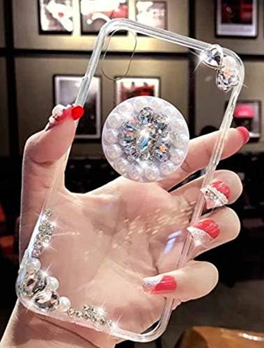 Lozeguyc iPhone X Crystal TPU Ring Stand Case,iPhone XS 5.8 Inch Super Slim Luxury Bling Big Rhinestone Butterfly Kickstand Case Cover for Girls Women-Clear