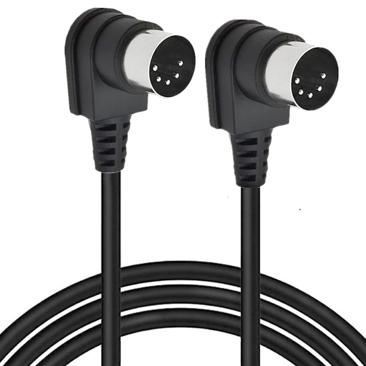 HTGuoji 90 Degree Angle MIDI 5 Pin DIN Cable, Right Angle Doul 90 Degree DIN 5 Pin Male to Male MIDI Audio Cable for Music Mixer,MIDI Device,MIDI Keyboard (1.5 Meter /5 Ft)