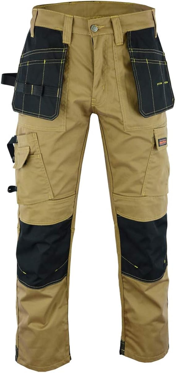 WrightFits Men Work Cargo Trouser Grey & Khaki Heavy Duty Multi Pockets