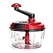 Momugs 8 Cup Red Food Processor, Manual Hand-powered Crank Large Chopper Mincer Blender Mixer Cutter with Clear Container for Baby Kids Toddler to Chop Meat Fruits Vegetables Nuts Herbs Onions Garlics