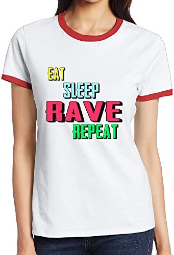 Girl Eat Sleep Rave Repeat 100% Cotton Red Large Shirts
