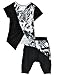 LaLaMa Kids Clothes Spots Harem Pants Casual Boys Outfits Sets Top T-Shirt 5-6Y (XXL), Black