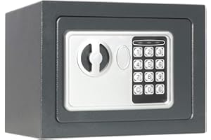 Lovndi Electronic Security Safe Box, 0.17 Cubic Feet Digital Deposit Box for Home Office Hotel Business, Lock Box for Cash Jewelry Storage, Gray