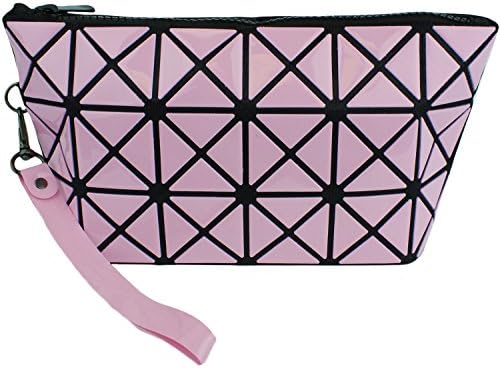 Geometric Design Cosmetic Bag - Cute Travel Fashion Makeup Pouch and Toiletry Case by bogo Brands (Pink)