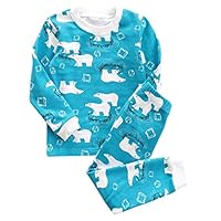 Amylovern Unisex Sleepwear Long Sleeve Pajama Set Girls Nightwear Polar Bear 6 Years