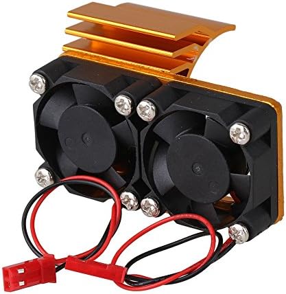 Mxfans N10110 Yellow Aluminum Alloy plastic Motor heatsink with 2 Fans for RC 1:10 Car 540 550 Motor Heat sink