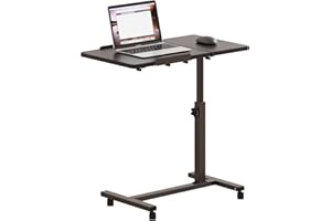 JXINONT Over The Bed Table with Wheels Rolling Cart Tilting Sofa Laptop Stands Hospital Tray Medical Overbed Table (Black)