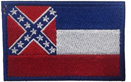 SpaceCar USA American State Mississippi MS Flag Military Tactical Morale Desert Badge Decorative Hook & Loop Backing Decal Patch