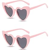 PLULON Heart Sunglasses Women Heart Love Shaped Vintage Retro Lovely Fashion Cute Sun Glasses for Bachelorette Party Favors