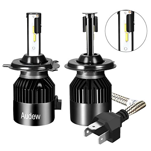 H4 LED Headlight Bulb 2Pcs AUDEW 72W 8000Lumens 6000K Cool White with COB Chips Super Bright All-in-One Conversion kit -2 Year Warranty