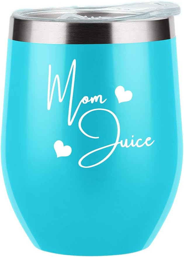 Mom Gift-Mom Juice-Funny Mother Gift for Birthday,Retirement,Christmas, Mother's Day and Thankgiving Day,Great Mom Gift for Mom,Wife, Women, Friend Mom-12 oz Stainless Steel Wine Tumbler with Lid