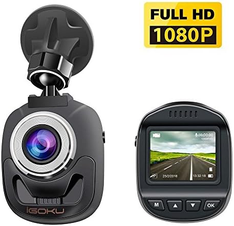 iGOKU Mini Dash Cam 1.5 Inch LCD Display, Full HD 1080P Car DVR Camera Recorder with 140° Wide Angle, Support WDR and G-Sensor, Night Vision, Loop Recording, Parking Monitoring