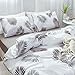 JANZAA 3 PCs Leaves Duvet Cover Set, Microfiber Soft Botanical Floral Tree Leaves Pattern Printed White Bedding Set with Zipper Closure(Leaves,Queen)