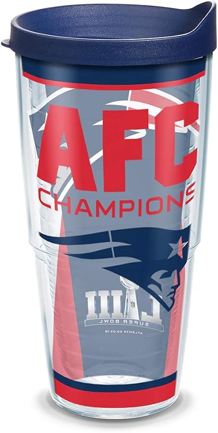 Amazon Com Tervis Nfl New England Patriots Afc Champion Insulated Tumbler With Lid 24 Oz Clear Tumblers Water Glasses