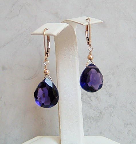 Simulated Amethyst February Birthstone Pear Gold Filled Leverback Earrings Her Special Day Gift Idea