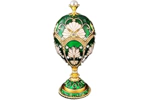 ChunRan Li89 5.71 * 2.56in A luxurious metal craftwork, enamel-painted pearl egg jewelry box, Fabergé-style egg decorative bo