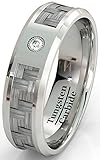 Mens Wedding Band Tungsten Ring Carbon Fiber Inlay Brilliant CZ High Quality Tungsten Carbide 8mm Comfort Fit