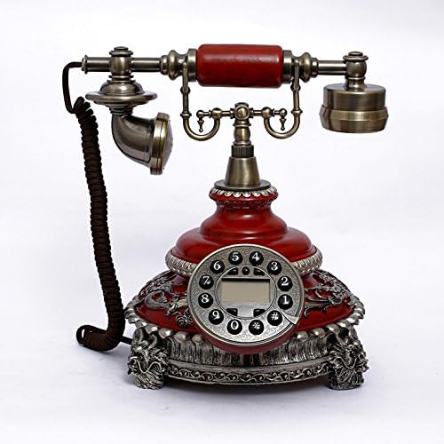 Ryu European creative retro, corded telephone sets new high-end home office landline caller ID telephone antique telephone (white-red) , red