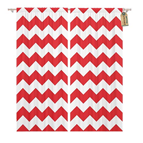 Emvency 104 X 63 Inch Decorative Drapes Pink Abstract Zig Zag