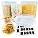 VERONES Cereal Container, Airtight Storage Containers Perfect for Flour Container Dry Food Storage Containers 4 Piece 2 Size (20 Chalkboard Labels & 2 Measuring Cups Included)