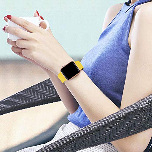 DaQin Compatible with Apple Watch Band 44mm 42mm, Sport Silicone Replacement Bands for iWatch Series 4 Series 3/2/1, Mango Yellow, M/L